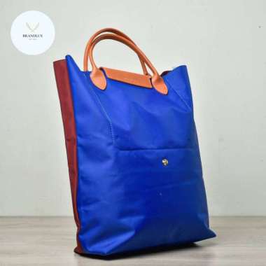 Longchamp Le Pliage BiColor Re-play Tote Maroon/Blue - 100% Authentic