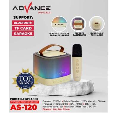 Advance Speaker mini bluetooth AS-120 free 1 mic karaoke Bluetooth Beige