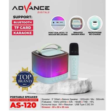 Advance Speaker mini bluetooth AS-120 free 1 mic karaoke Bluetooth Blue
