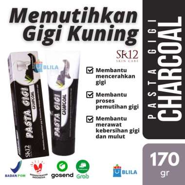 SR12 Pasta Gigi Charcoal Memutihkan Pemutih Gigi Kuning Herbal Odol Arang Areng 170 gr Teeth Whiteni