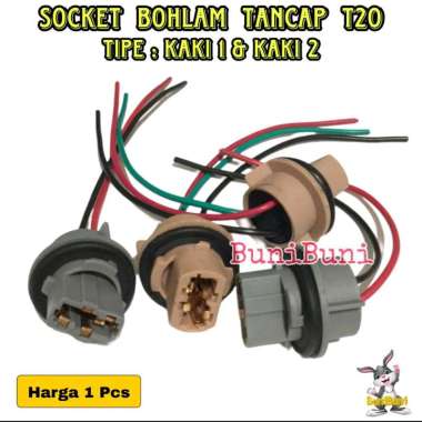 SOCKET LAMPU T20 / Soket Fitting Bohlam Lampu Tancap T20 Kaki 1 - Kaki 2 Untuk Sen Rem Mundur Mobil 