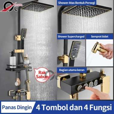 shower kamar mandi satu set 4 Dala New key- Emas hitam
