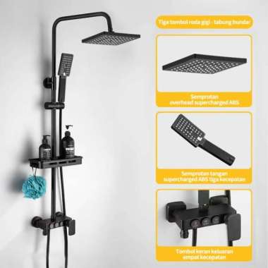 shower kamar mandi satu set 4 Dala New 3 key-hitam