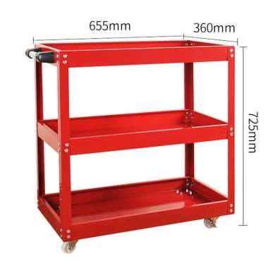 3 Susun Trolly Trolley Troli Bengkel Rak Perkakas Bengkel Multifungsi Red-L