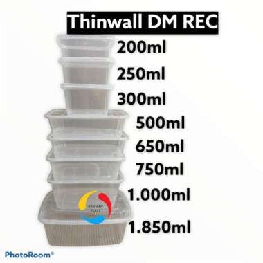 Thinwall Dm Persegi Panjang 650Ml Rec/Kotak Makan 1 Dus 500 Set Terbaik