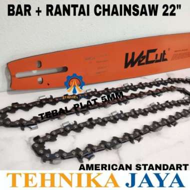 Bar Chainsaw WECUT 22" + Rantai Chainsaw 22" Plat Baja Laser Bar Multicolor