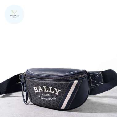 BALLY Chatey monogram belt bag Navy Blue - 100% Authentic