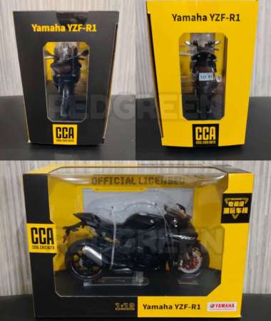 diecast cca yamaha yzf r1 hitam skala 1:12 mainan anak koleksi