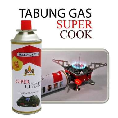 Gas kaleng kompor portable isi 235g super cook / gas kaleng supercook / gas kompor portable
