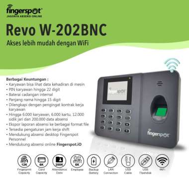 Fingerspot Revo W 202BNC Mesin Absensi Wifi Support Absensi Online
