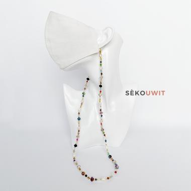 Kalmia Freshwater Pearl And Crystals Tali Masker Dan Kalung / Face Mask Starp And Necklace Sekouwit