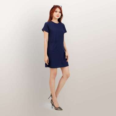 Mini Dress tunik Lengan pendek Gaya korea model terbaru - Jfashion Amidala Navy