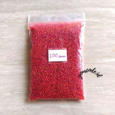 MANIK MANIK BEADS PASIR CINCIN KALUNG WARNA EMAS 100 GRAM 100 gram Merah