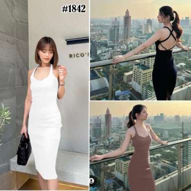 1842 Dress Sexy/Dress Party/Dress Pesta/Dress Korea/Maxi Dress/Korea Hitam - L