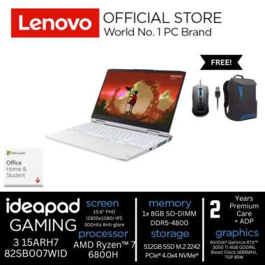 Laptop Lenovo Gaming 3 Ryzen 7 6800H RTX3050 TI 82SB007WID
