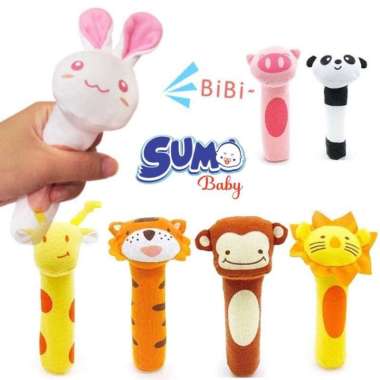 Mainan Boneka Tangan Bayi Toet Rattle Toy Stick Boneka Genggam Bunyi Monyet