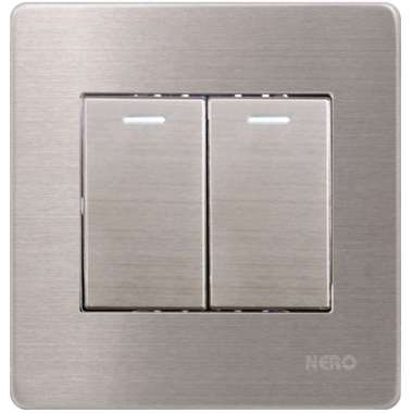 SAKLAR 2 GANG NERO STAINLESS V81621