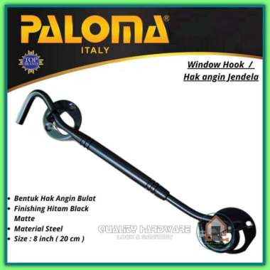 Penahan Jendela Rumah Paloma QHWHP 519 - 8" inch Type Bulat Steel Hitam Penyangga Jendela Murah Berk