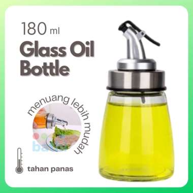 Botol Minyak Kaca Penyimpanan Kecap Olive Oil Dispenser Gelas Tahan Panas 180ml Silver