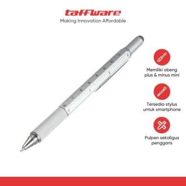 Pena Multifungsi Taffware Stylus + Penggaris + Level + Obeng - 9625