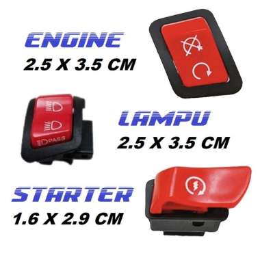 Saklar Starter Engine Tombol Warna Merah Vietnam Lampu Beam Switch Dimmer LED Dim Mesin Motor Lampu