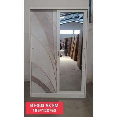 Lemari Pakaian Lemari Baju 2P Pintu Geser Plat Besi BTS03AKFM