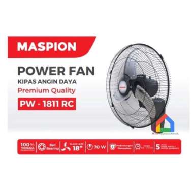 Kipas Angin Dinding Maspion Power Fan Remote PW 1811 RC / Wall Fan Maspion PW1811RC Hitam