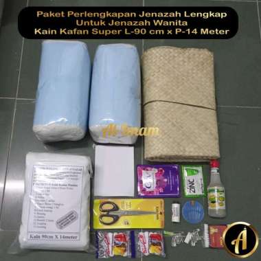 Perlengkapan Kain Kafan Super Tebal Lengkap Untuk Jenazah Wanita
