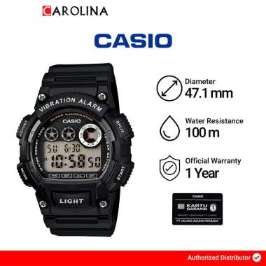Jam Tangan Pria Casio General W-735H-1A Vibration Alarm Digital Dial Black Resin Band [ Jakarta ]