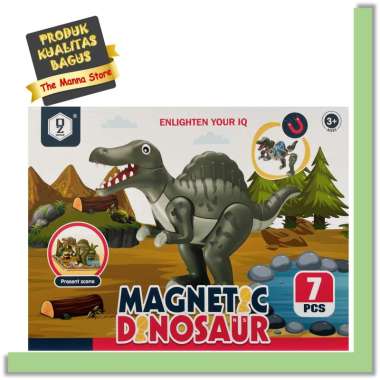 Mainan Anak Magnetic Dinosaur Tyrex 7pcs DIY Education Dinosaurus Kualitas Bagus