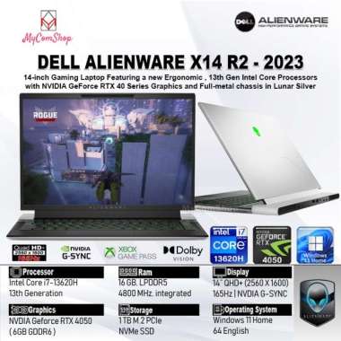 Dell Alienware X14 R2 Laptop 14" i7-13620H 16GB 1TB SSD RTX 4050 Lunar Silver