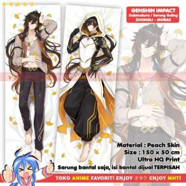 Sarung Bantal Anime Dakimakura Genshin : Zhongli Morax Hoodie Husbu