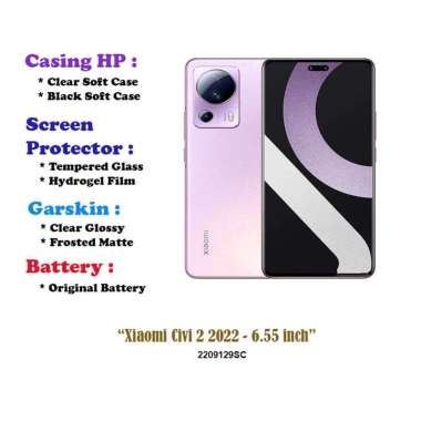 Xiaomi Civi 2 2022 - 6.55 inch- Case - Screen Protector - Battery - Dll Black Soft case