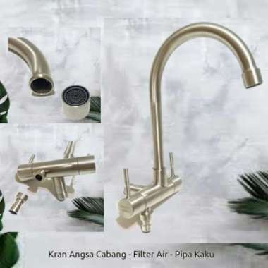 Kran Angsa cabang stainless 30417-keran air dapur bak cuci piring sink