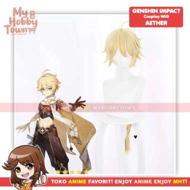 Wig Cosplay Anime Game Genshin Impact Aether Blonde