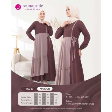Gamis Pesta Wanita / Rauna GD-57 Marun / Fashion Muslim XXXL Gamis Dewasa Marun