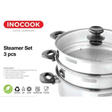 ZS Panci Kukus Stainless Steel 3 susun 30cm / Panci Steamer 3 susun 30cm - Hitam Hitam