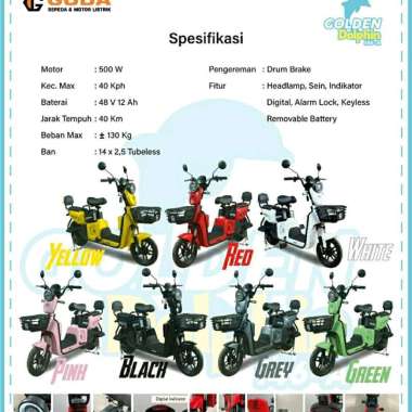 Sepeda Listrik Goda Butterfly New Model Golden Dolphin 146-A Moped SNI Gray