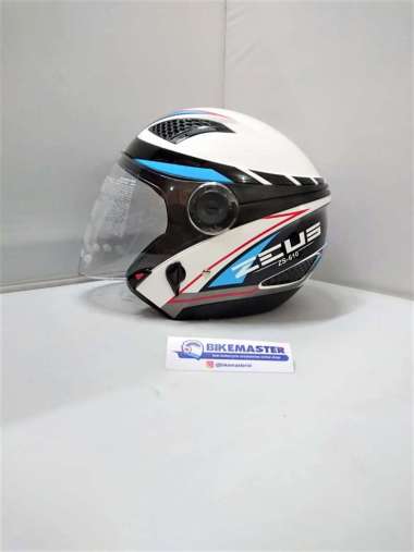 Helm Halfface Zeus ZS-610 White/OO27 Black Blue XL