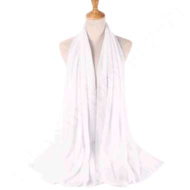 Selendang White Scarf Syal Putih Sifon Shawl Kain Retro Polos Plain
