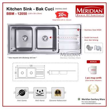 Meridian Kitchen Sink Stainless Bbm 12050