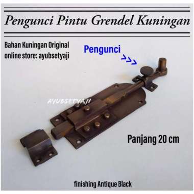 Grendel pintu kuningan Portugis grendel Batavia 20cm pintu antik kuno