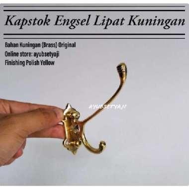 Kapstok Lipat Engsel kuningan antik cantolan kapstok lancip baju Hook Polish Yellow