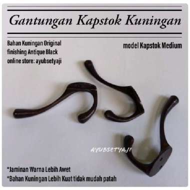Kapstok kuningan model Kapstok Medium Gantungan Baju Cantolan jaket Hitam Antik