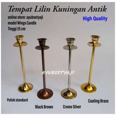 Tempat Lilin Tinggi 25cm kuningan Sayap Panjang 25 cm CANDLE WINGS CROME Silver