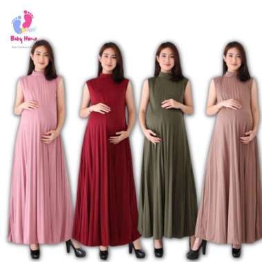 Dress Hamil Inner Plisket Maxy Yukensi 278 Premium All size Putih