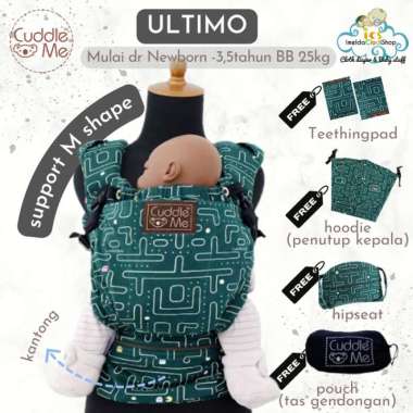 ZS gendongan hipseat cuddle me ultimo baby carier - Mountain Dark pacman Green