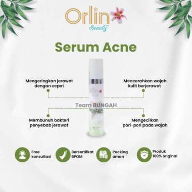 Orlin Beauty Serum Acne Mencerahkan Wajah Mengecilkan Pori Bekas Jerawat Bopeng Merawat Kulit Berjer