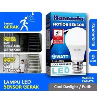 Hannochs - Lampu LED Motion Sensor - 9 watt - cahaya Putih