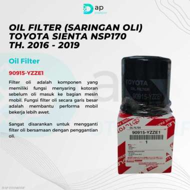 Filter Saringan Oli Toyota Sienta NSP170 (2016-2019) 90915-YZZE1